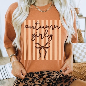 Striped Bow Fall PNG Bundle, Autumn Girly Shirt Design, Pumpkin Sublimation (Digital Download) image 5