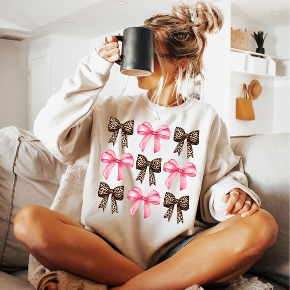 Pink Leopard Print Bows PNG, Trendy Shirt Design, Sublimation (Digital Download)