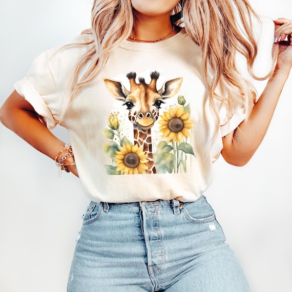 Giraffe Sunflower PNG, Animal Sublimation, Floral Shirt Design (Digital Download)
