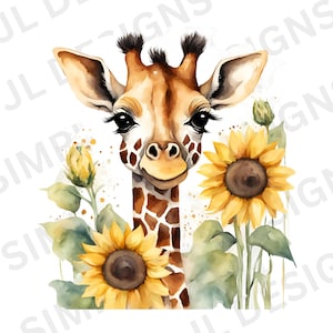 Giraffe Sunflower PNG, Animal Sublimation, Floral Shirt Design (Digital Download) image 2