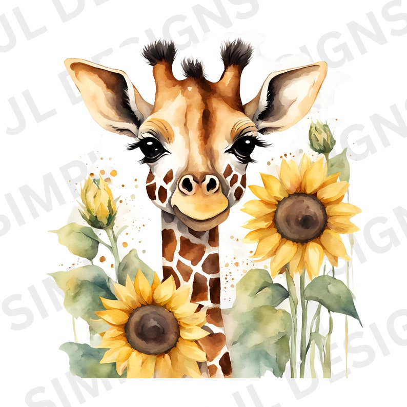Giraffe Sunflower PNG, Animal Sublimation, Floral Shirt Design (Digital Download) image 2