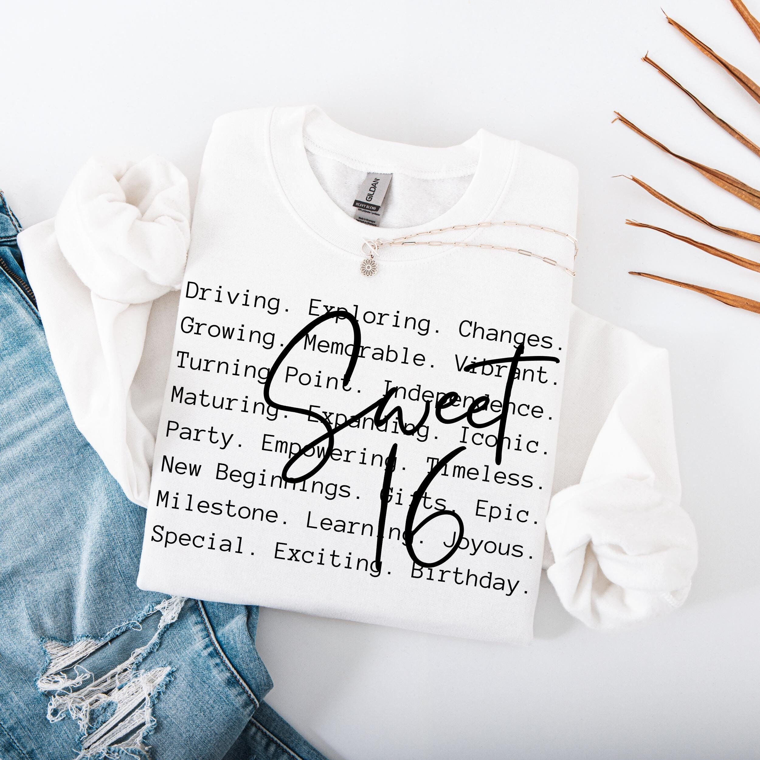 Sweet 16 words png svg, 16th Birthday sublimation, 16th Birthday Tshirt Design, Officially 16, Birthday Party, Sixteenth Birthday png svg