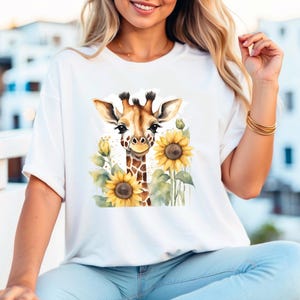 Giraffe Sunflower PNG, Animal Sublimation, Floral Shirt Design (Digital Download) image 7