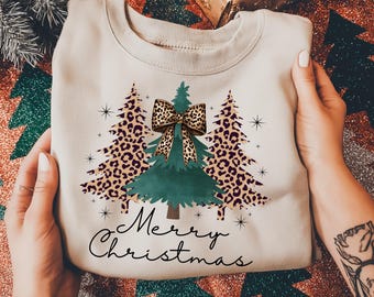 Leopard Print Christmas Tree PNG, Merry Christmas Sublimation (Digital Download)