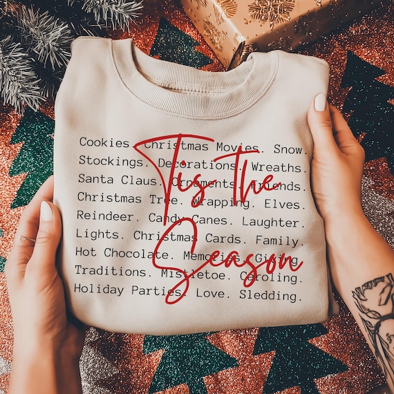 Tis the Season Words PNG SVG, Christmas Sublimation, Shirt Design (Digital Download)