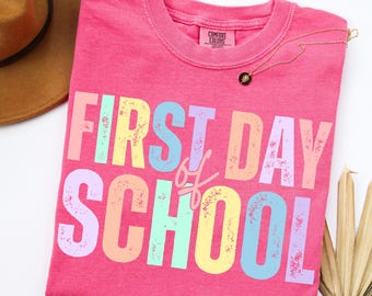 PNG brillante del primer día de clases, PNG colorido de regreso a clases, PNG de maestro, PNG de regreso a clases estilo preppy, PNG de escuela, Primer día de clases para niños