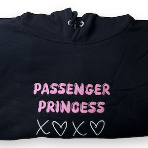 Sudadera bordada Princesa Pasajera, tendencia, conducción, rosa, corona, loungewear