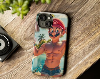 Super Mario Pinup iPhone 14/15 Case | Glossy/Matte Finish | Double Layer Protection