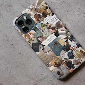 May include: A phone case with a collage of images, including photos of people, text, and nature scenes. The case is white with a glossy finish. The text on the case includes "Romanictize your life" and "If you are obsessed with life, congrats you are living it."