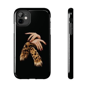 Funda de leopardo para iPhone y Android: uñas rojas y elegante.