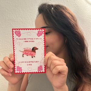 Lustige Valentinstag Karte Digital Download | Druckbare Hot Dog Wortspiel Karte | Süßer Valentinsgruß Dackel für Sie und Ihn