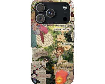 Funda para teléfono de Studio Ghibli, collage estético kawaii, diseño vintage de anime cottagecore, linda funda para iPhone indie nostálgica