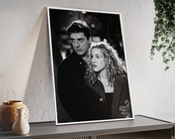 Carrie and Mr.Big printable wallart | Sex and the City iconic couple | Romantic Black and White Printable Wall Art |