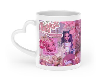 Taza con forma de corazón de las muñecas Bratz