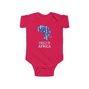 Chemise bébé African Pride Product of Africa Body pour bébé nouveau-né Tee unisexe haut bleu batik en cire carte de l'Afrique garçons filles cadeau de naissance