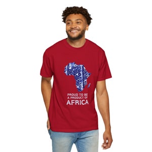 Shirt Afrikanischer Stolz Produkt von Afrika T-Shirt Afrikanisches T-Shirt Unisex T-Shirt blau Batik Wachsdruck Karte von Afrika oben Herren-T-Shirt Damen-Top