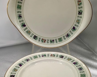 Royal Doulton Tapestry Plates | Vintage Fine China England | 8” Salad Plates (Pair) or Handled Cake Plate | Replacement China