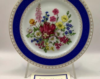 Placa conmemorativa de flores alpinas noruegas, producida por Franklin Mint en colaboración con el Jardín Botánico y el Museo de Oslo.