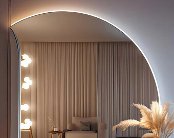 Badezimmer LED-Radius-Spiegel - Halbkreis-LED-Lichtspiegel - Großer LED-Spiegel Dekorativer - LED-beleuchteter Touch-Badezimmer-Halbkreisspiegel