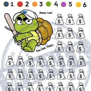 Turtle Savings Challenge Digital Download Bigger Color Dice Roll Savings Challenge Print Color Dice Savings Game Turtle Long Term Savings