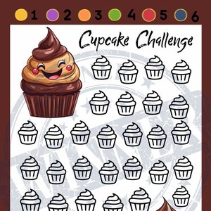 Cupcake Savings Challenge Digital Download Bigger Savings Challenge Color Dice Saving Game Cash Stuffing Cupcake Game Long Term Savings Game