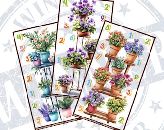 Flower Pot Savings Challenge, A6 Budget Tracker Set, Digital Download Printable, Fun Floral Money Challenge for Cash Stuffing
