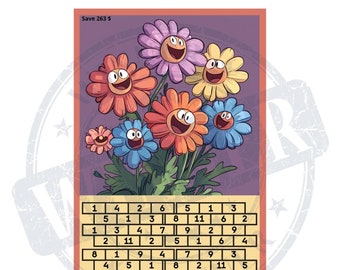 A5 Smiley Flower Savings Challenge Digital Download Cute Flower Savings Game Digital Print Bigger Fun Savings Challenge Digital Upload