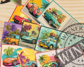 Car Savings Challenge Bundle | 9 A6 Digital Downloads with Fun Car Designs | Save for Car, Road Trip, Fuel, Repairs | PDF Budget Tracker Set