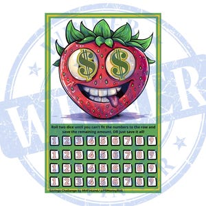 Shut The Box Challenge Strawberry Digital Download Strawberry Shut The Box Savings Game Digital Upload Bigger Saving Challenge Digital Print