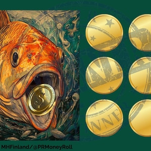 Gold Coin in Fishes Mouth Dice Roll Savings Challenge Fish Savings Challenge Game