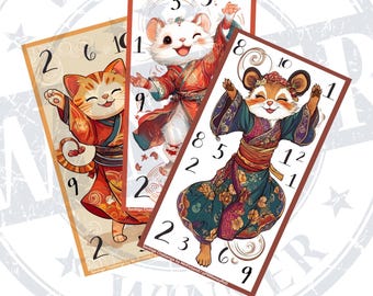 Joyful A6 Savings Challenge Set Digital Download Cute Animal Savings Game Digital Bundle Asian Theme Savings Challenge Digital Upload Print