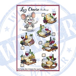 Lux Cheese Savings Challenge Digital Download Roll and Save Savings Game Digital Upload Dice Roll Savings Challenge Digital Print Mouse Lux