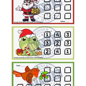 Kerstmini-spaaruitdagingset Digitale download Set van 3 kerstcontant geld vulling spaaruitdaging wordt afgedrukt Vakantiespaaractie Leuke spelletjes