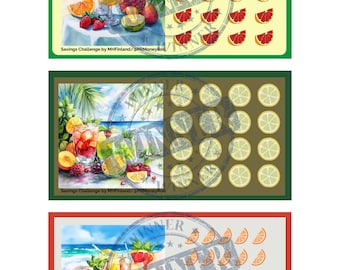 Holiday Drinks Savings Challenge Set | Festive A6 Budget Trackers | Digital Cash Envelope | Cocktail Theme Printable | Instant PDF