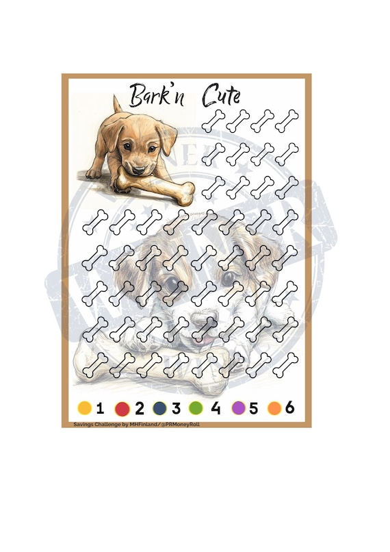 Puppy Savings Challenge - Cute Dog-Themed A5 Printable, Digital Budget Tracker, Fun Money Game for Animal Lovers - Instant Download PDF