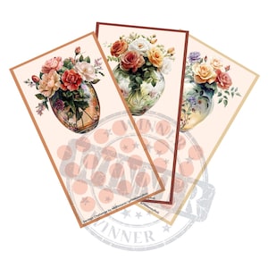 Flower Vase Savings Challenge Set Digital Download Rose Vase Savings Game Bundle Digital Upload Beautiful Flower Savings Digital Game Print