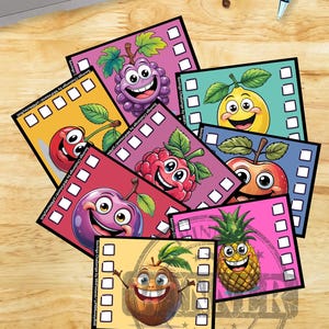 Cute Fruit Mini Savings Challenge Set – Fits A7 Budget Binder Envelopes – Happy Cartoon Fruit Theme – Digital Download - Tiny Savings Games