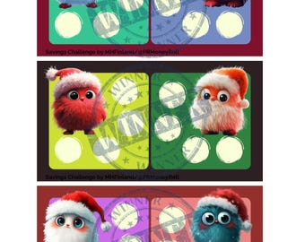 Fluffy Christmas Set of 3 Tiny Saving Challenge Bundle Cute Fluffy Savings Challenge Pack Digital Download Christmas Tiny Cash Stuffing Game