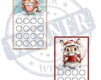 Hot Cocoa Savings Challenge Set Cute Winter Savings Challenge Digital Download Bundle Cartoon Animal Mini Savings Game Set Print Tiny Saving