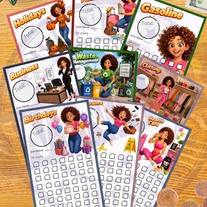 Sinking Fund Savings Challenge Bundle Vol. 2 | 9 A6 Printable Trackers | 70 Blank Savings Icons | Budget Challenge | Cash Stuffing Challenge