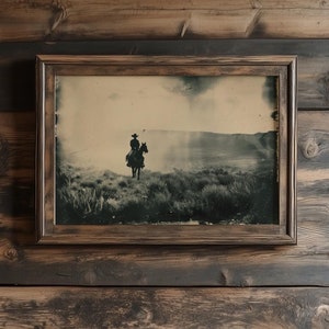 Vintage Cowboy Tintype Print: Rustic Western Wall Art
