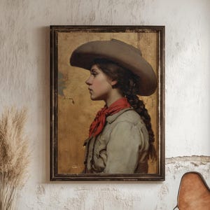 Vintage Cowgirl Portrait Print: Western Americana Wall Art