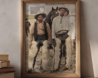 Vintage Black Cowboys Photo Print: Colorized Western Wall Art