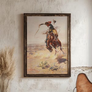 C.M. Russell Cowboy Painting Print: Vintage Western Wall Art