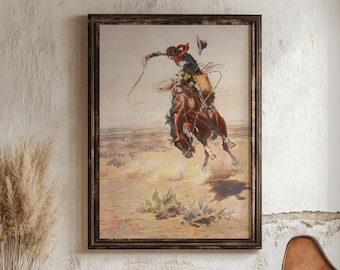 Impresión de pintura de vaquero de C.M. Russell: arte de pared vintage del Oeste