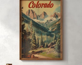 Vintage Colorado Travel Poster: Rocky Mountain Art Print