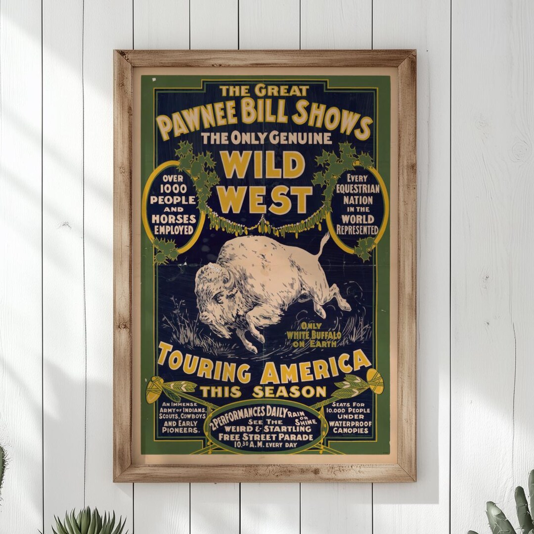 Vintage Wild West Poster: Pawnee Bill's White Buffalo Print - Etsy