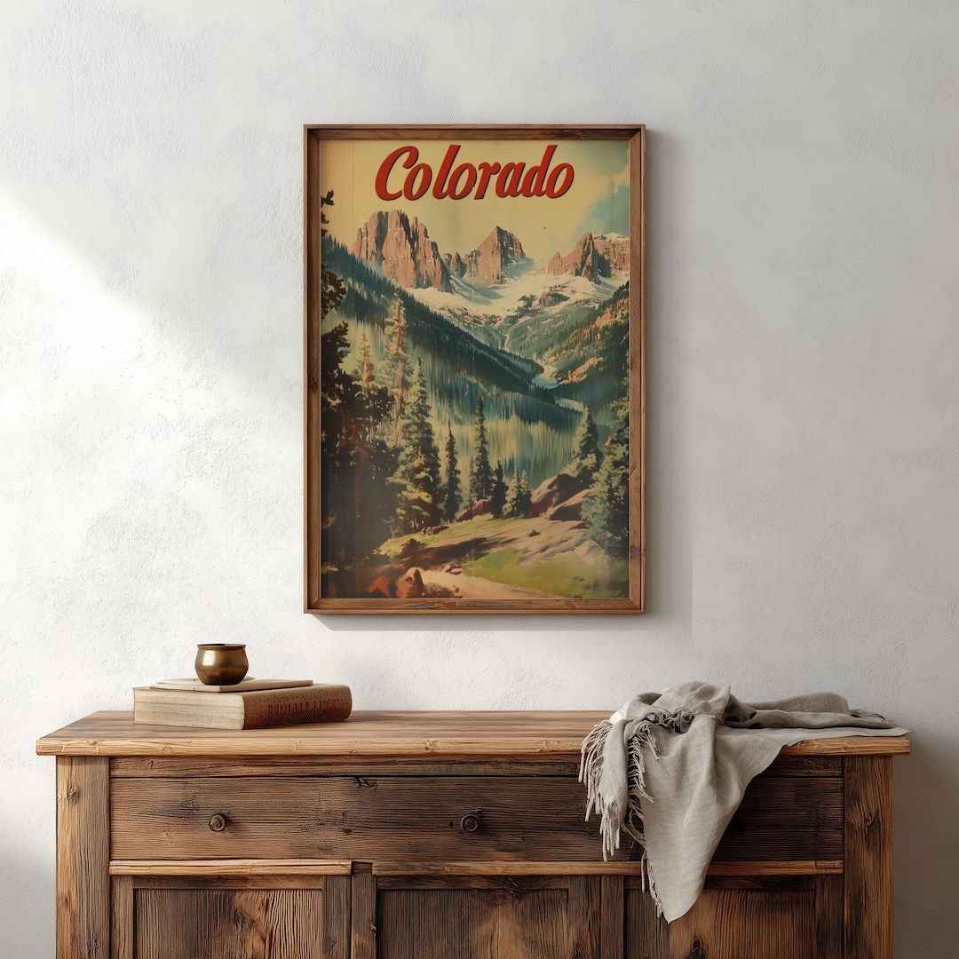 Vintage Colorado Travel Poster: Rocky Mountain Art Print