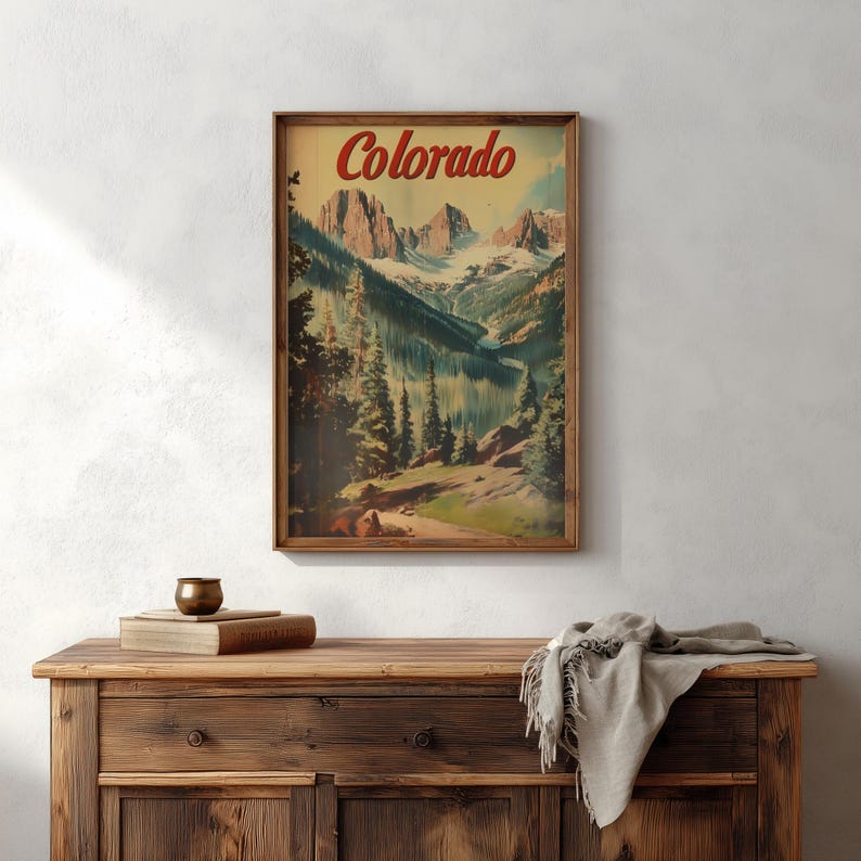 Vintage Colorado Travel Poster: Rocky Mountain Art Print image 1