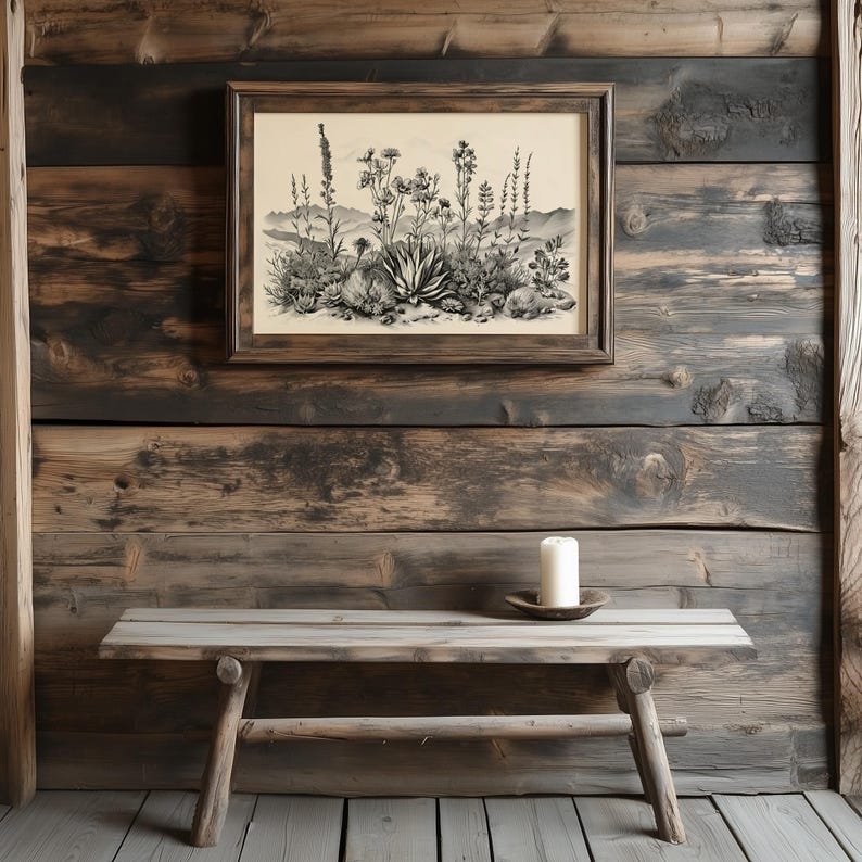 Vintage Desert Botanical Print: Wildflower & Succulent Illustration